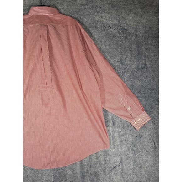 Brooks Brothers 346 Mens 18 6/7 Red White Striped Non-Iron Cotton Dress Shirt - Picture 10 of 11